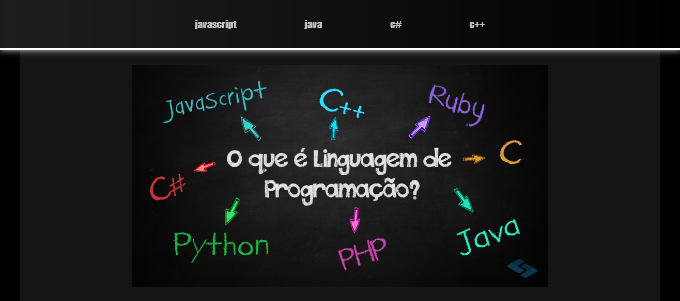 tela do site de linguagem de programação
